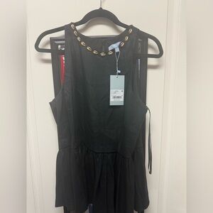 ANTONIO MELANI Black Sleeveless Blouse with Gold Details